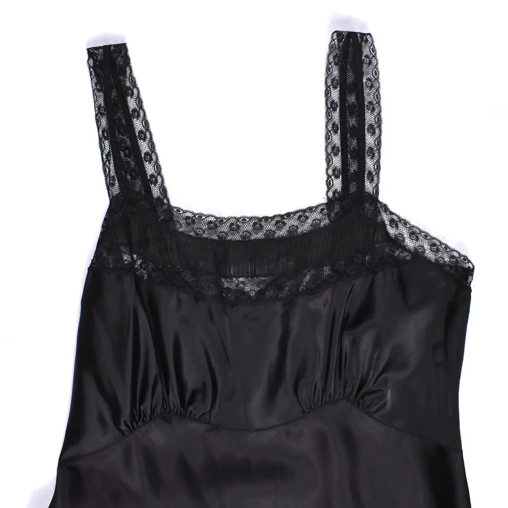 1954 Black Satin & Lace Full Slip