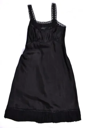 1954 Black Satin & Lace Full Slip