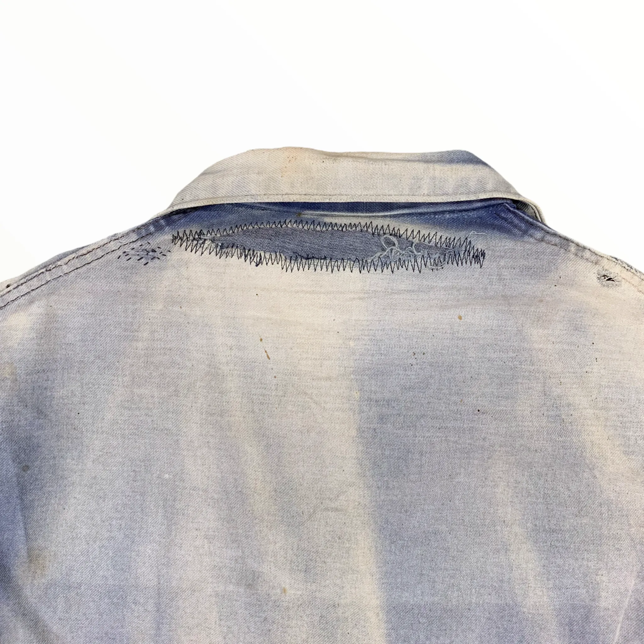 1960s Sun Drenched Moleskin French Workwear Jacket - Blue - S/M