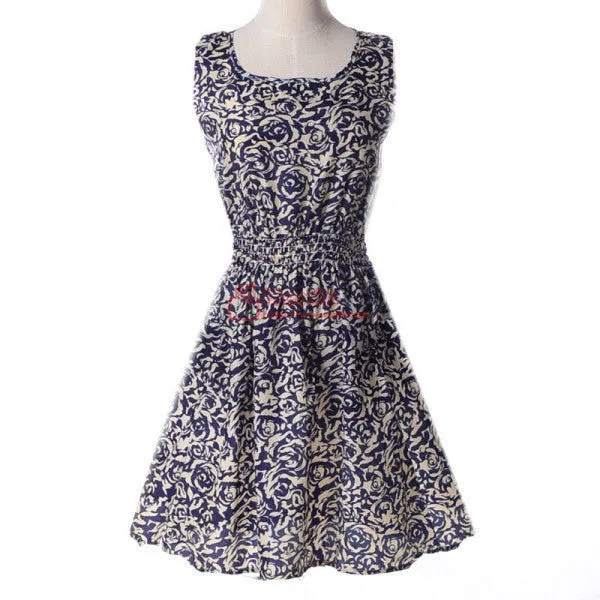 20 Styles Women casual Bohemian floral leopard sleeveless vest printed beach chiffon dress