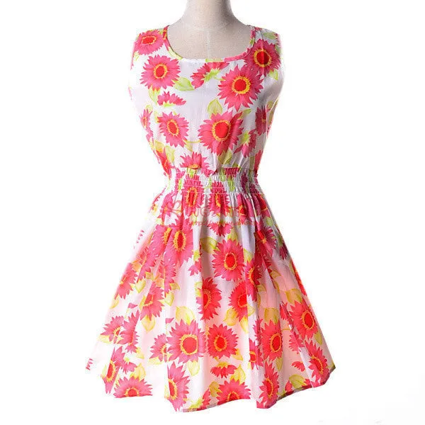20 Styles Women casual Bohemian floral leopard sleeveless vest printed beach chiffon dress