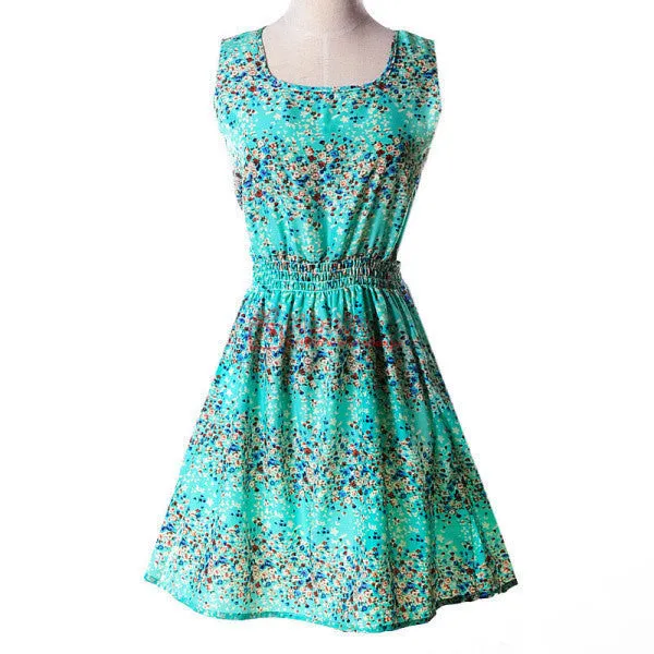20 Styles Women casual Bohemian floral leopard sleeveless vest printed beach chiffon dress