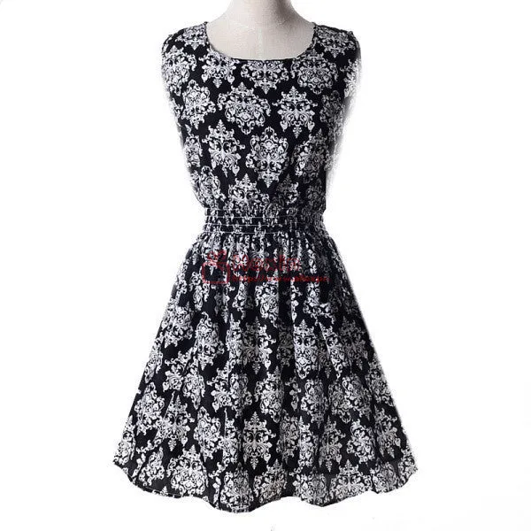 20 Styles Women casual Bohemian floral leopard sleeveless vest printed beach chiffon dress