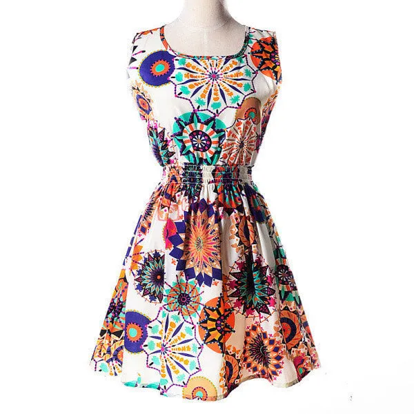20 Styles Women casual Bohemian floral leopard sleeveless vest printed beach chiffon dress