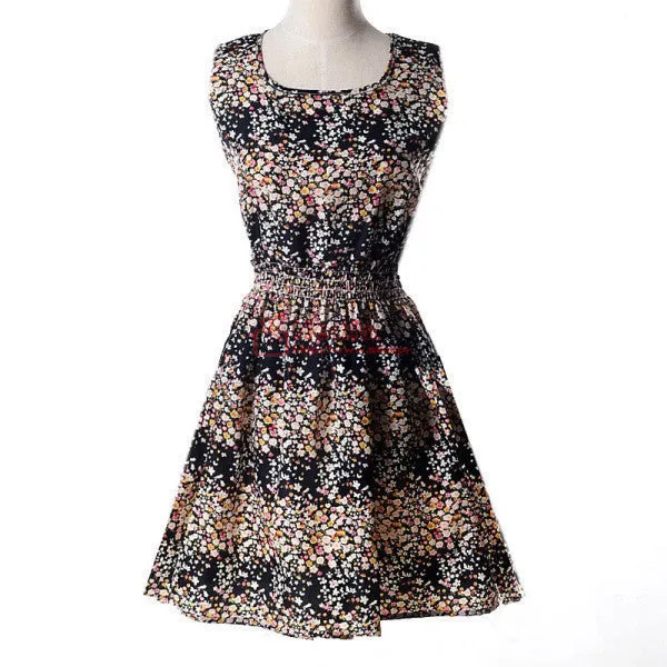 20 Styles Women casual Bohemian floral leopard sleeveless vest printed beach chiffon dress