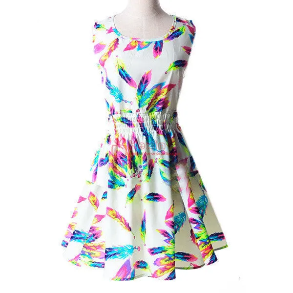 20 Styles Women casual Bohemian floral leopard sleeveless vest printed beach chiffon dress