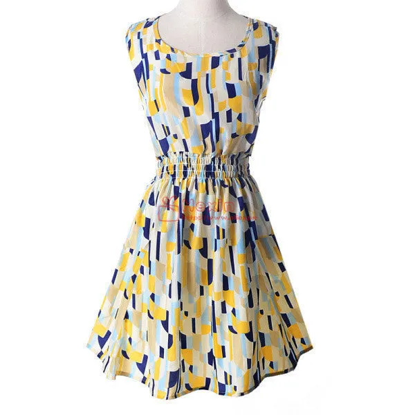20 Styles Women casual Bohemian floral leopard sleeveless vest printed beach chiffon dress