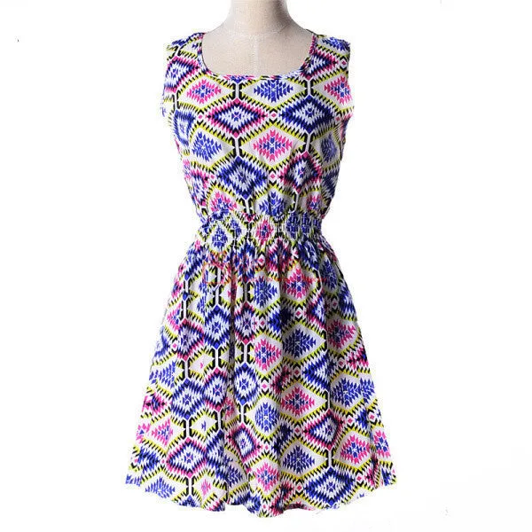 20 Styles Women casual Bohemian floral leopard sleeveless vest printed beach chiffon dress