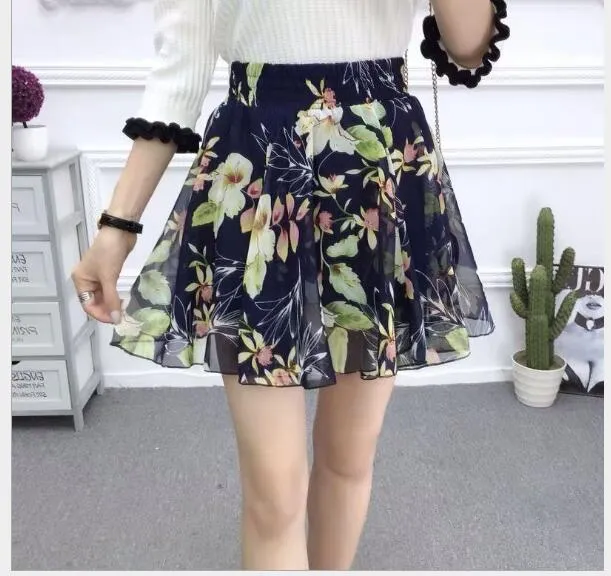2020 Summer Skirt Fashion Retro Beach Printed Chiffon Skirt Bohemia Skirt