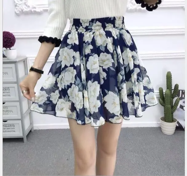 2020 Summer Skirt Fashion Retro Beach Printed Chiffon Skirt Bohemia Skirt