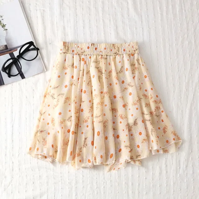 2020 Summer Skirt Fashion Retro Beach Printed Chiffon Skirt Bohemia Skirt