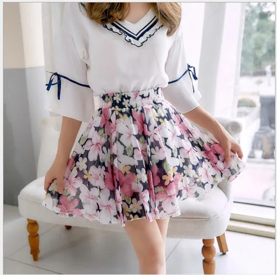 2020 Summer Skirt Fashion Retro Beach Printed Chiffon Skirt Bohemia Skirt