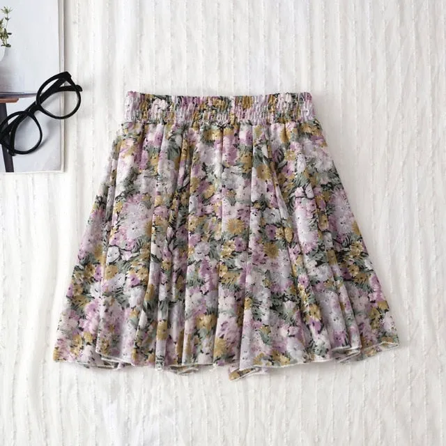 2020 Summer Skirt Fashion Retro Beach Printed Chiffon Skirt Bohemia Skirt