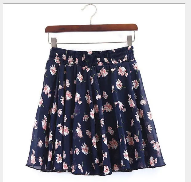 2020 Summer Skirt Fashion Retro Beach Printed Chiffon Skirt Bohemia Skirt