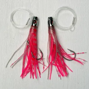 2pcs Jet Head Rigged skirts  150lb premium mono leader, 6/0 PS steel hook PINK