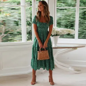 Antonia® | Bohemian midi dress for women with puff sleeves