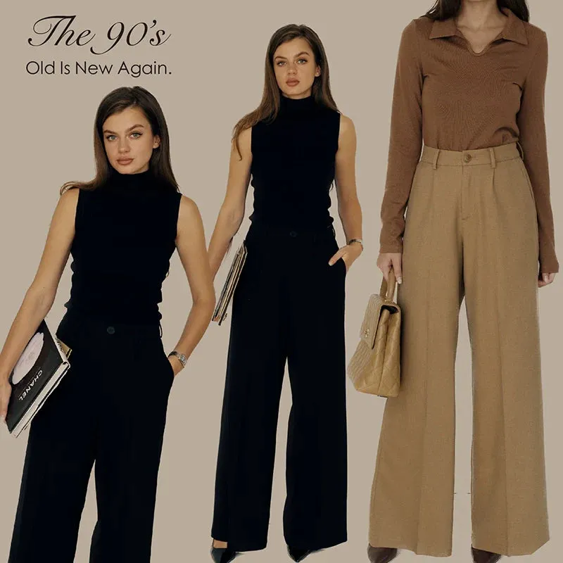 Autumn High-Waisted Wide Leg Trousers