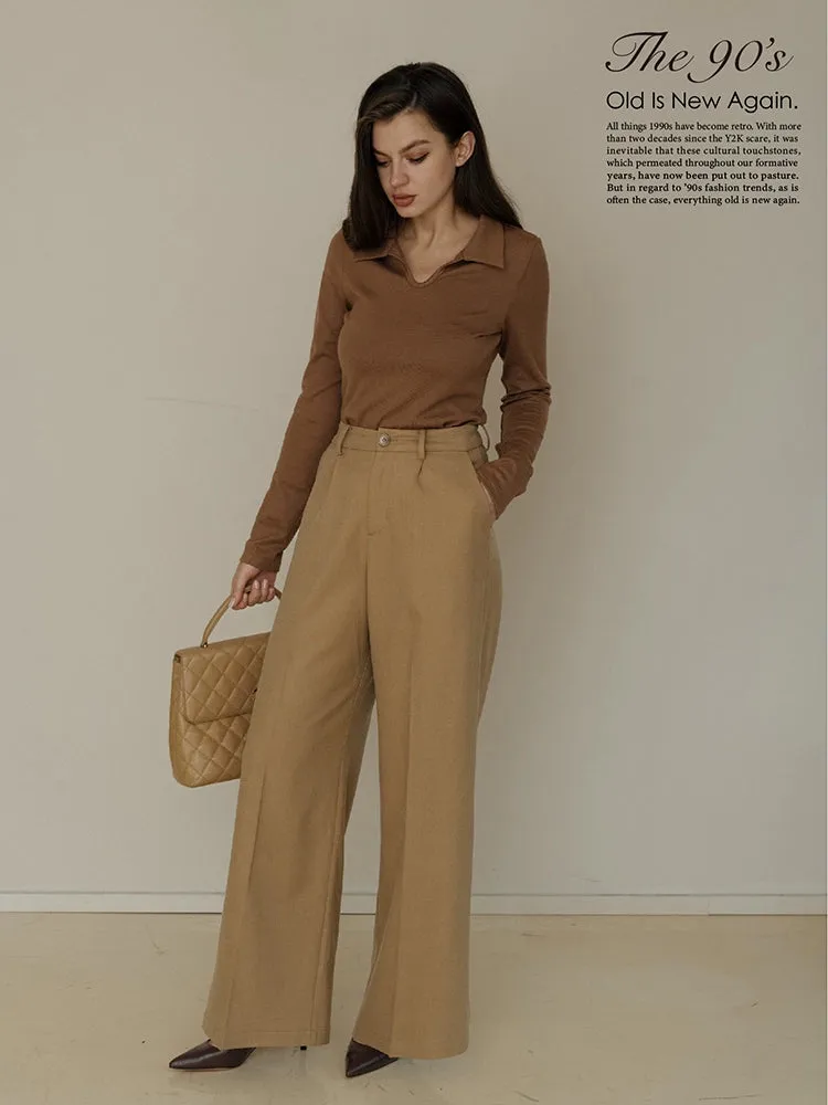 Autumn High-Waisted Wide Leg Trousers