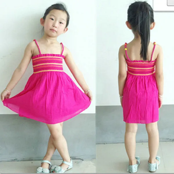 Baby Girls Toddler Stripes Sling Dress Beach Bohemian Sleeveless Dress 2-7Y NW