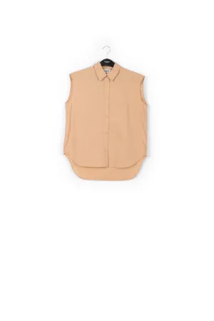 Beige sleeveless cotton shirt