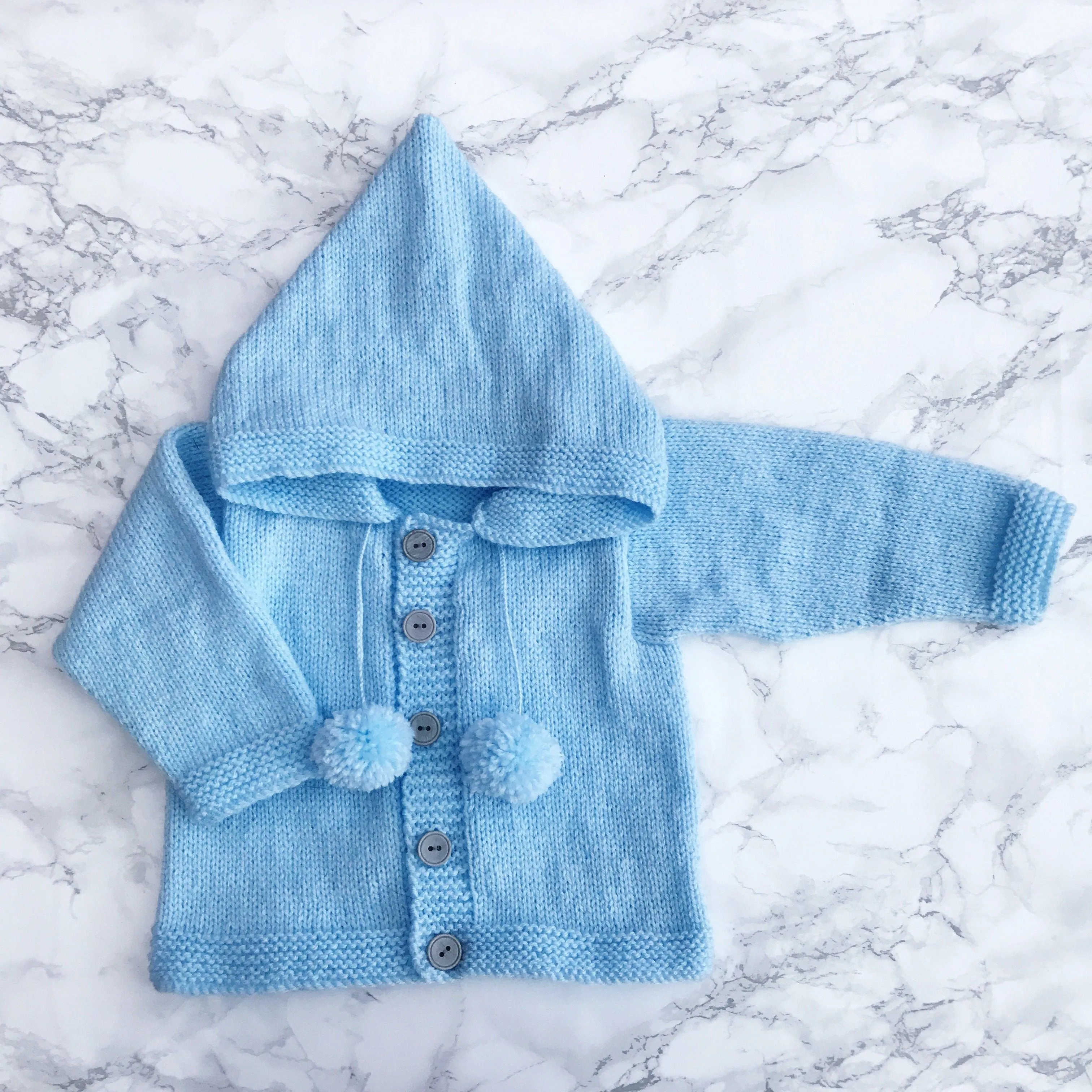 Bespoke Light Blue Pom Pom Hoodie