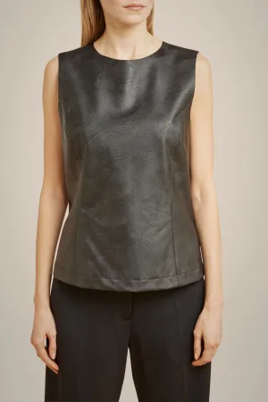 Bi-material Blouse - Black