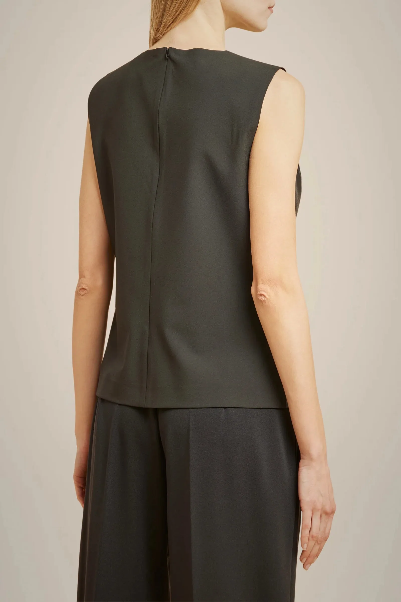 Bi-material Blouse - Black