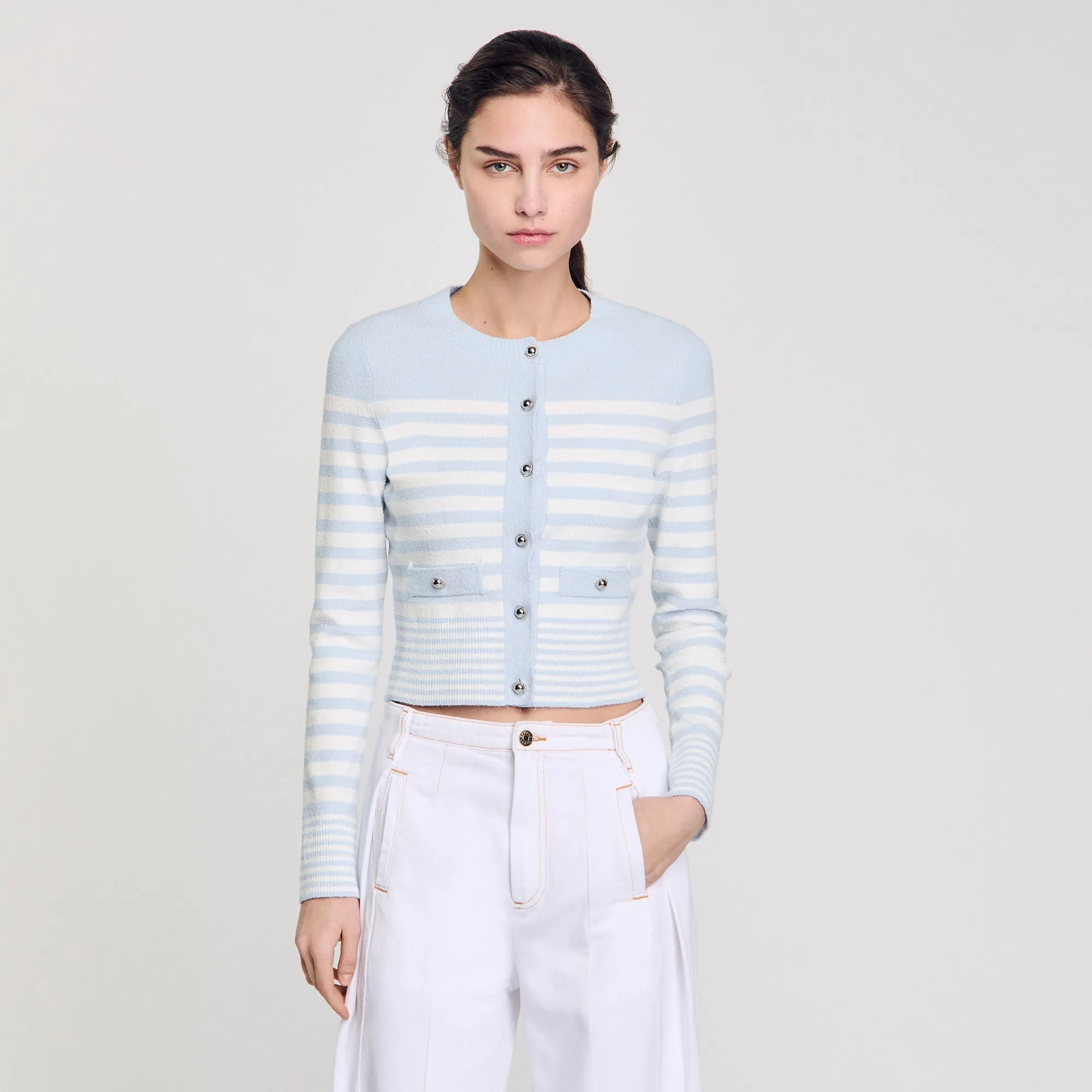 Biarritz Striped Cardigan Sky Blue