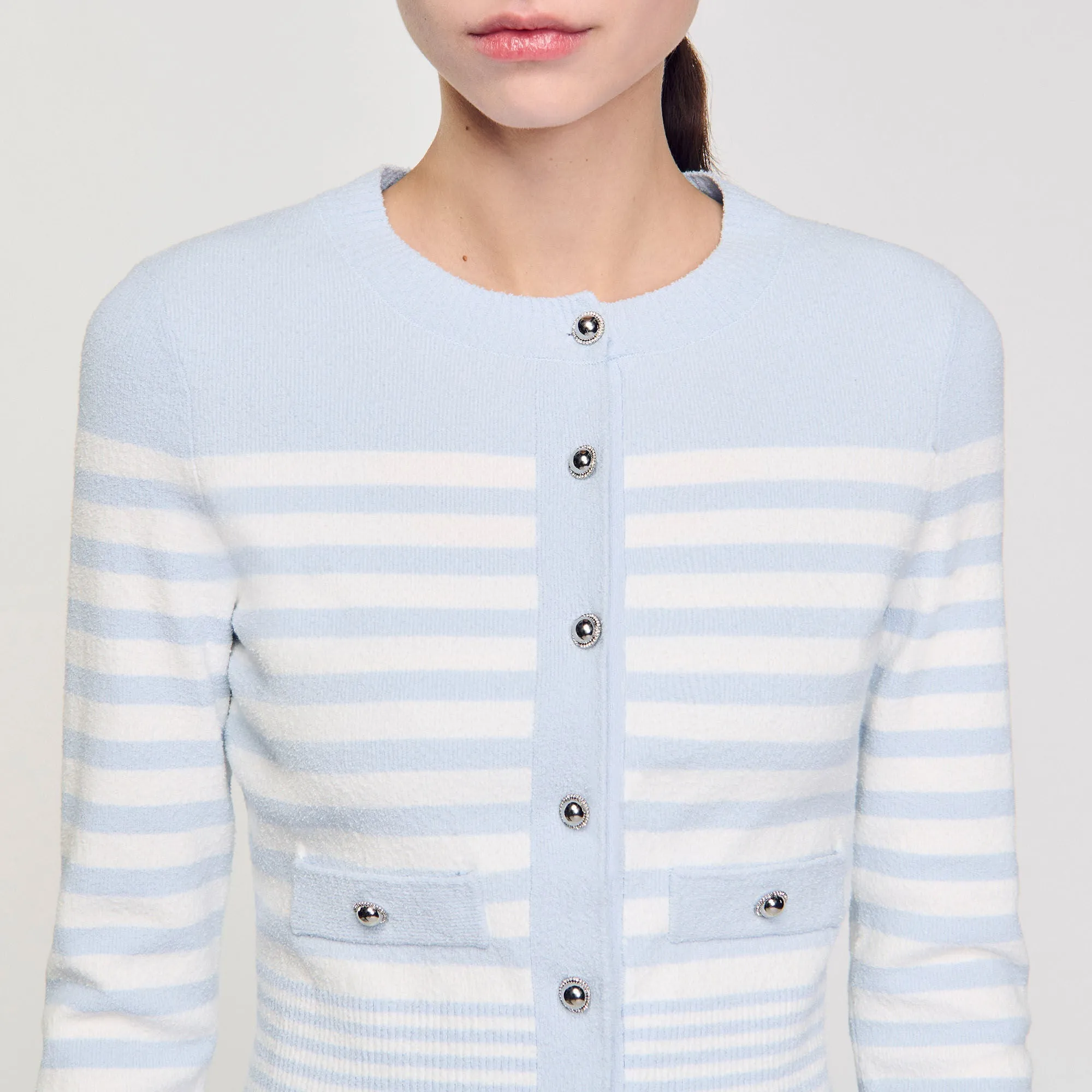 Biarritz Striped Cardigan Sky Blue