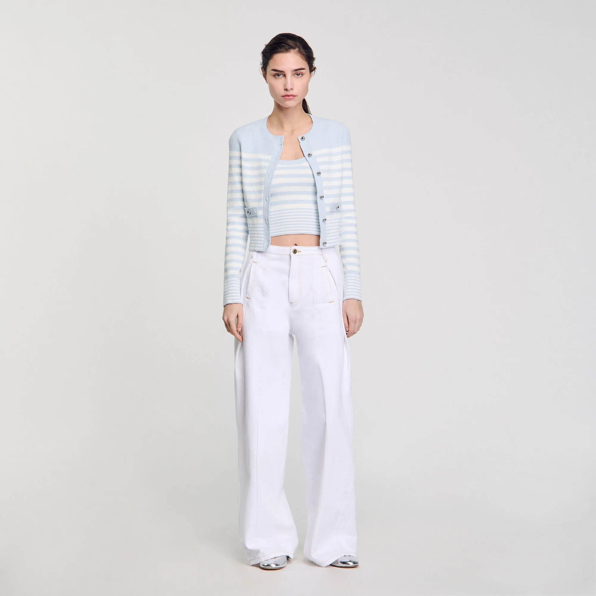 Biarritz Striped Cardigan Sky Blue