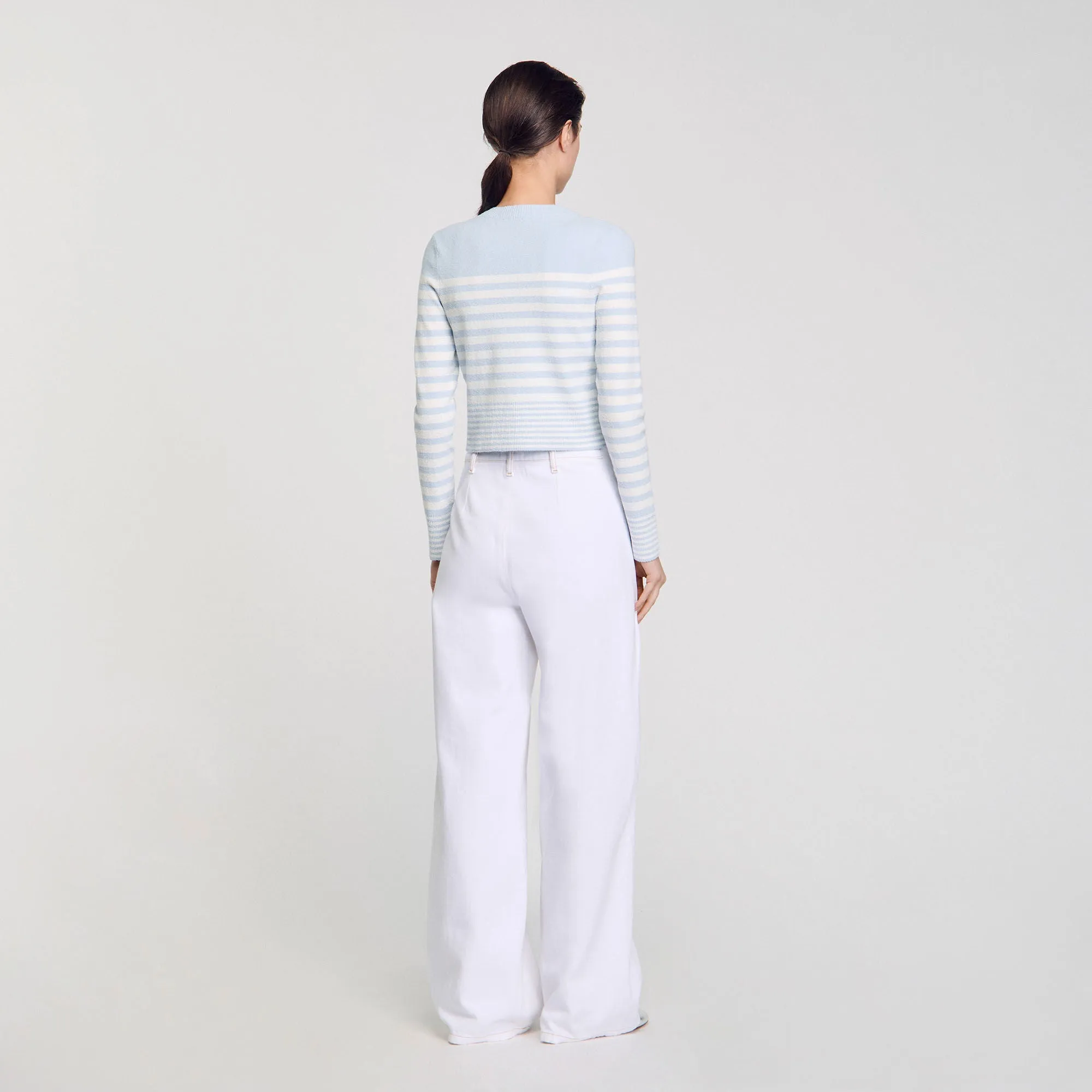 Biarritz Striped Cardigan Sky Blue