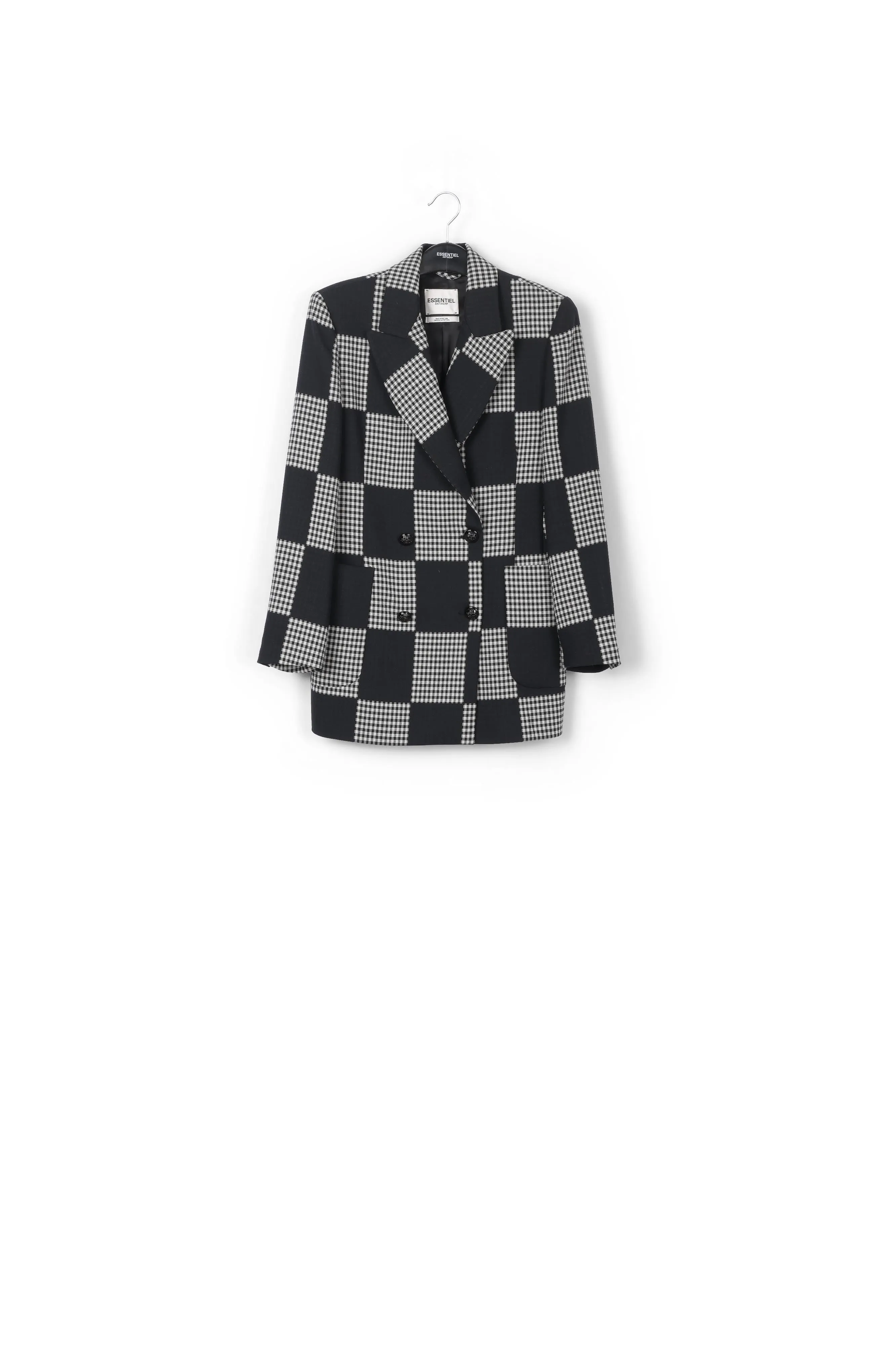 Black and off-white contemporary double-breasted blazer