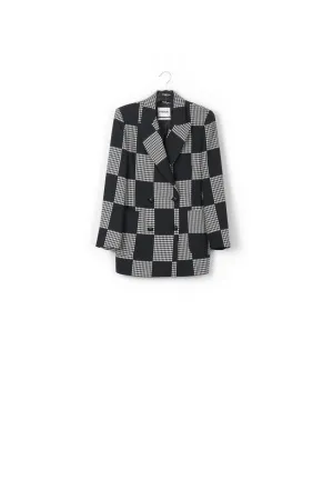 Black and off-white contemporary double-breasted blazer