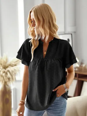 Black Top With Ruffle Sleeve
