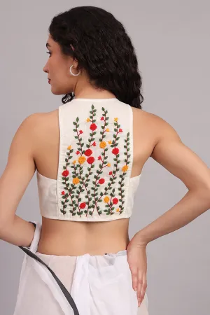 Blossom Threadwork Blouse – Cotton Comfort with Hand Embroidered Charm