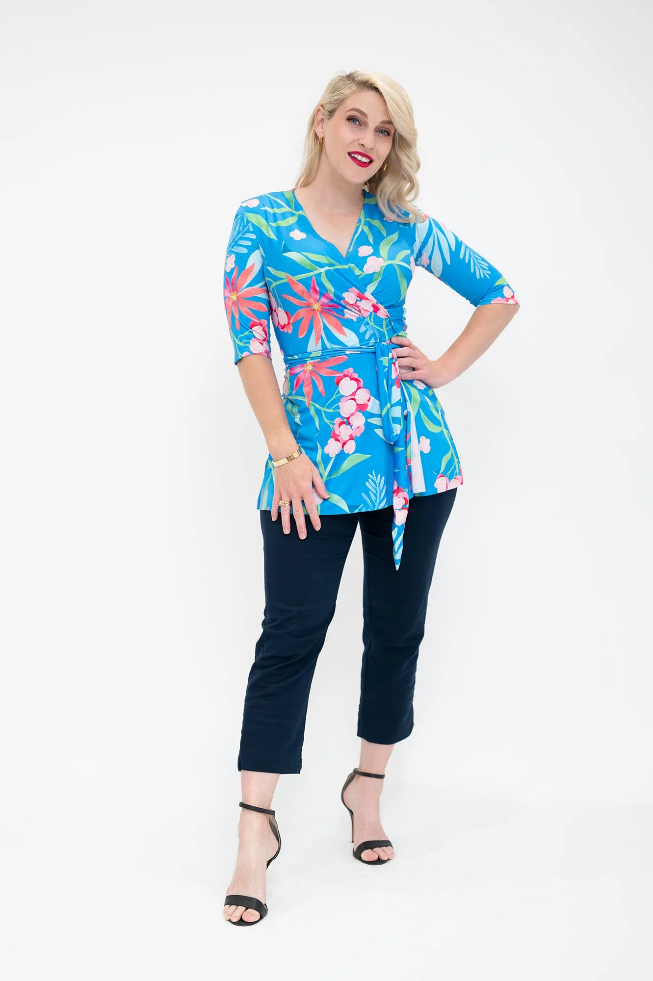Blue Hydrangea - Wrap Top