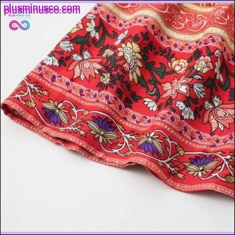 Bohemian floral mini women summer dress festa V neck ruffle
