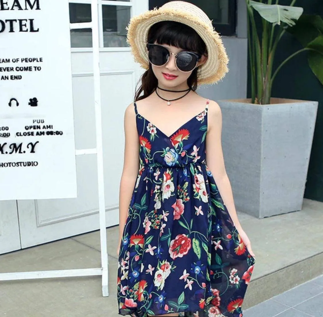 Bohemian Style Floral Sleeveless Girls Dresses