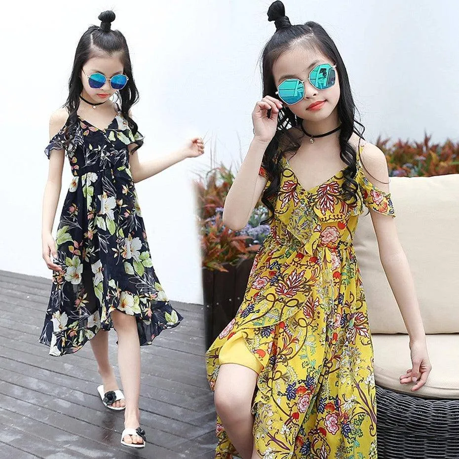 Bohemian Style Floral Sleeveless Girls Dresses