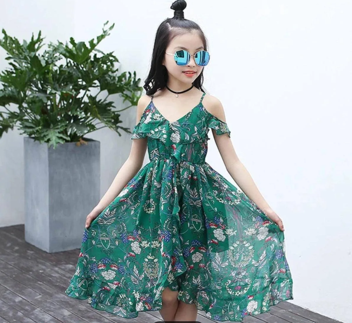 Bohemian Style Floral Sleeveless Girls Dresses