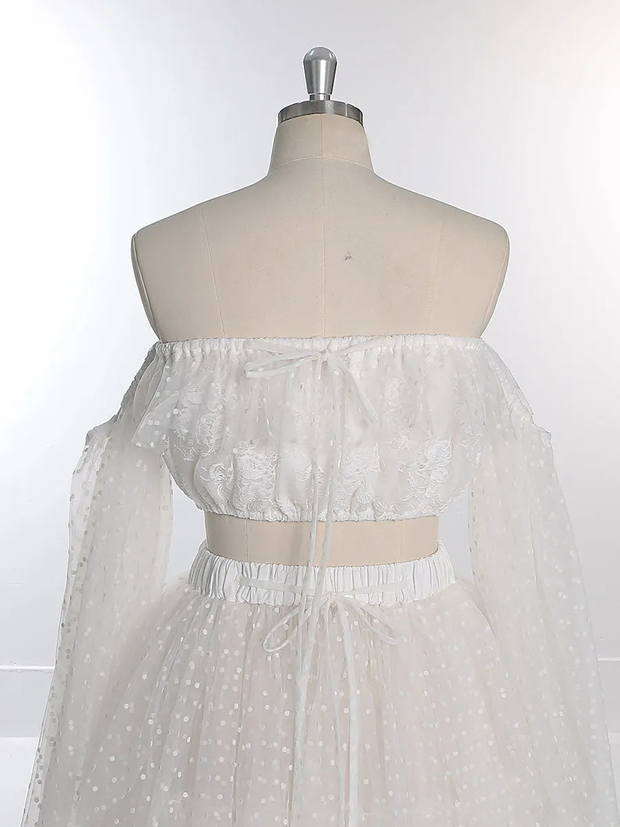 Boho Dot Tulle Maternity Dress for Photo Shoot  Maxi Dress Beach Wedding Dress YW230316