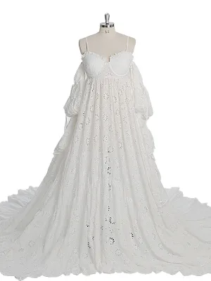 Boho Woman Dress Long Detachable Sleeves Photo Shoot Maxi Dress Beach Wedding Gown YW230314