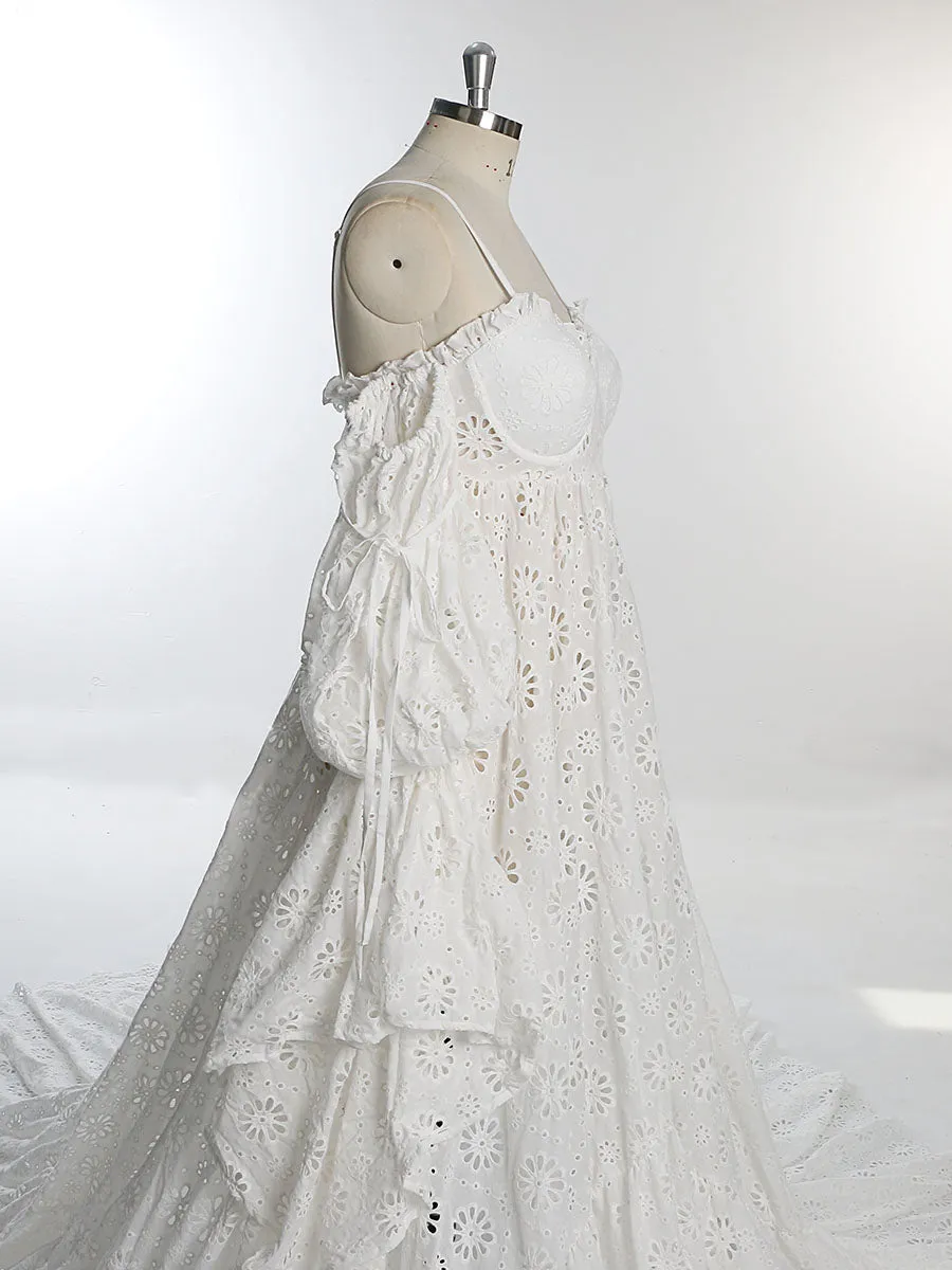 Boho Woman Dress Long Detachable Sleeves Photo Shoot Maxi Dress Beach Wedding Gown YW230314
