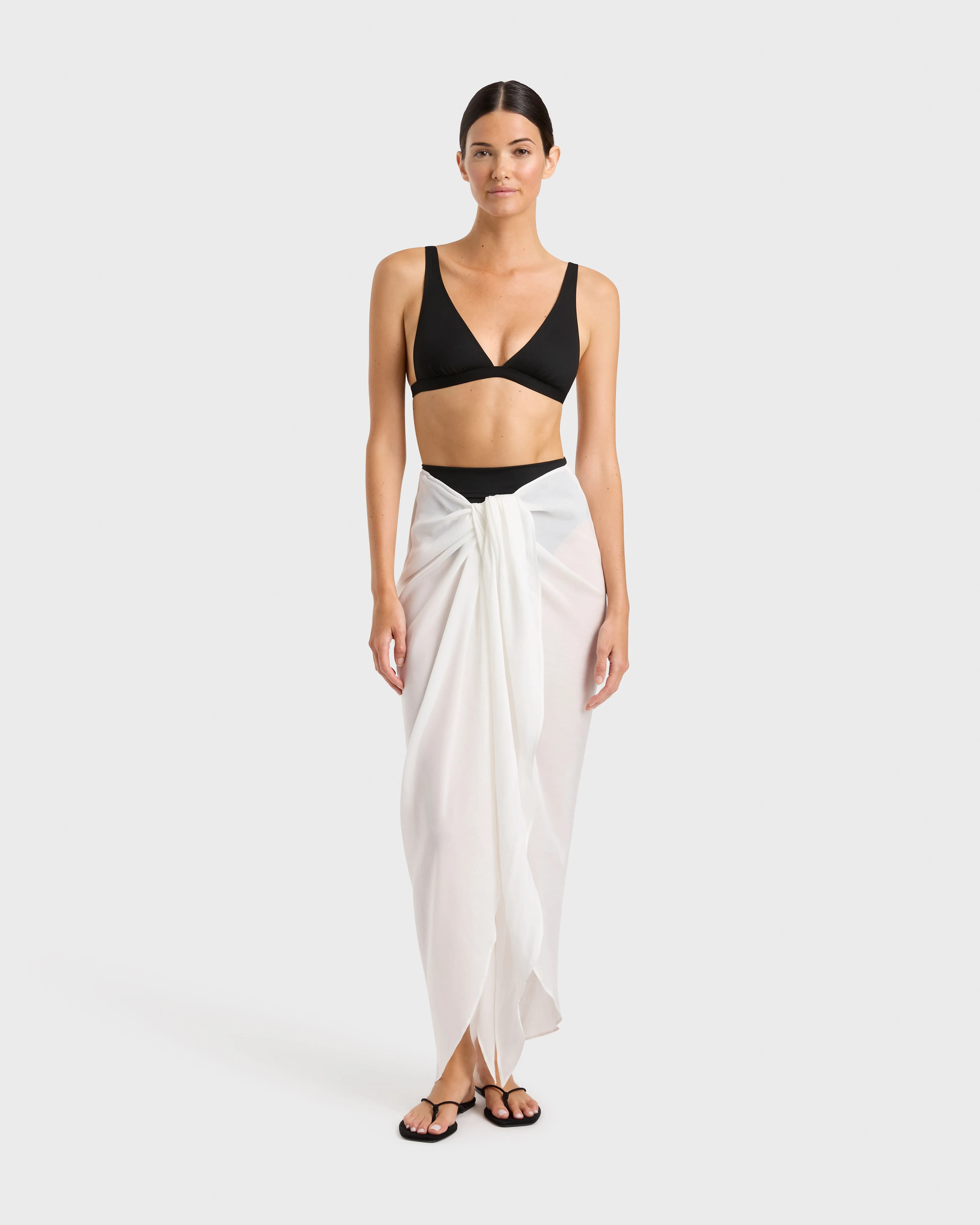 Bondi Born | Cremona Tie Front Sarong Skirt - White