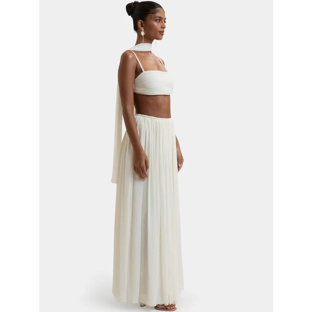 Bouji Morgana Gathered Front Slit Maxi Skirt Cream