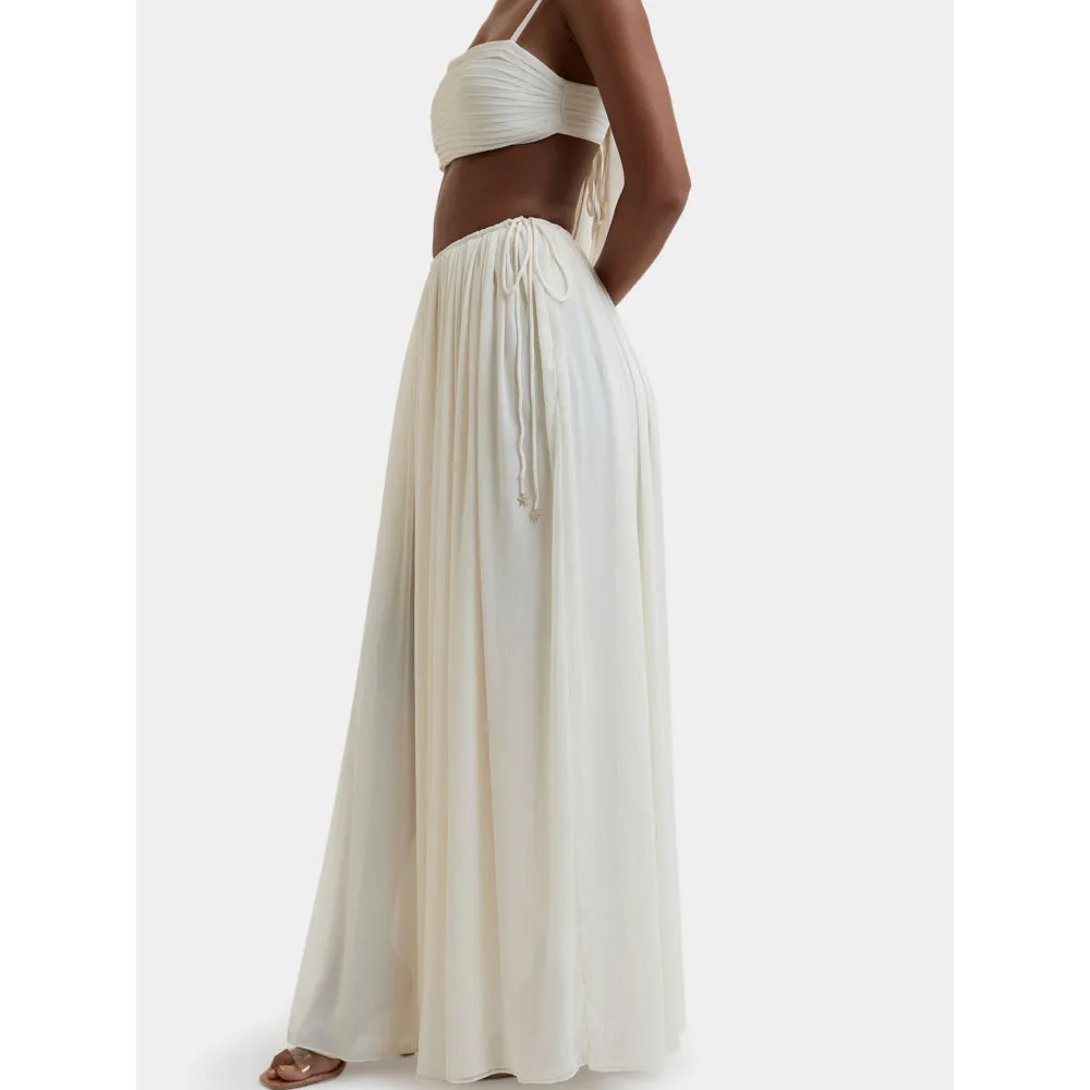 Bouji Morgana Gathered Front Slit Maxi Skirt Cream