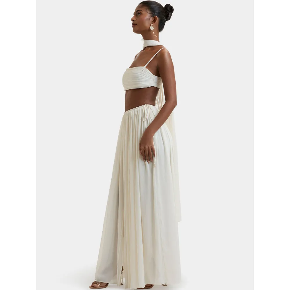 Bouji Morgana Gathered Front Slit Maxi Skirt Cream