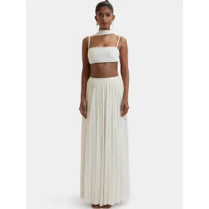 Bouji Morgana Gathered Front Slit Maxi Skirt Cream