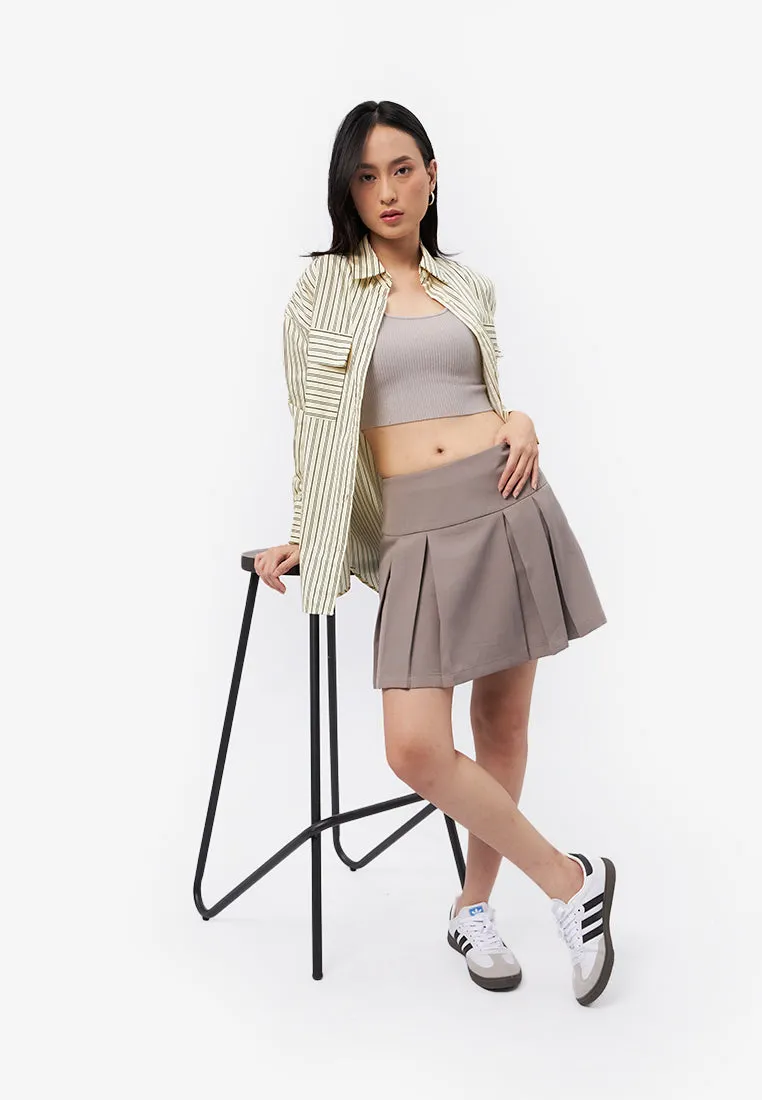 Box Pleats Mini Skirt
