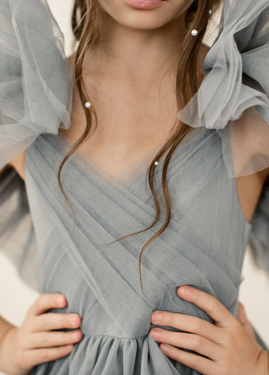 Briony Impact Dress in Dusty Blue